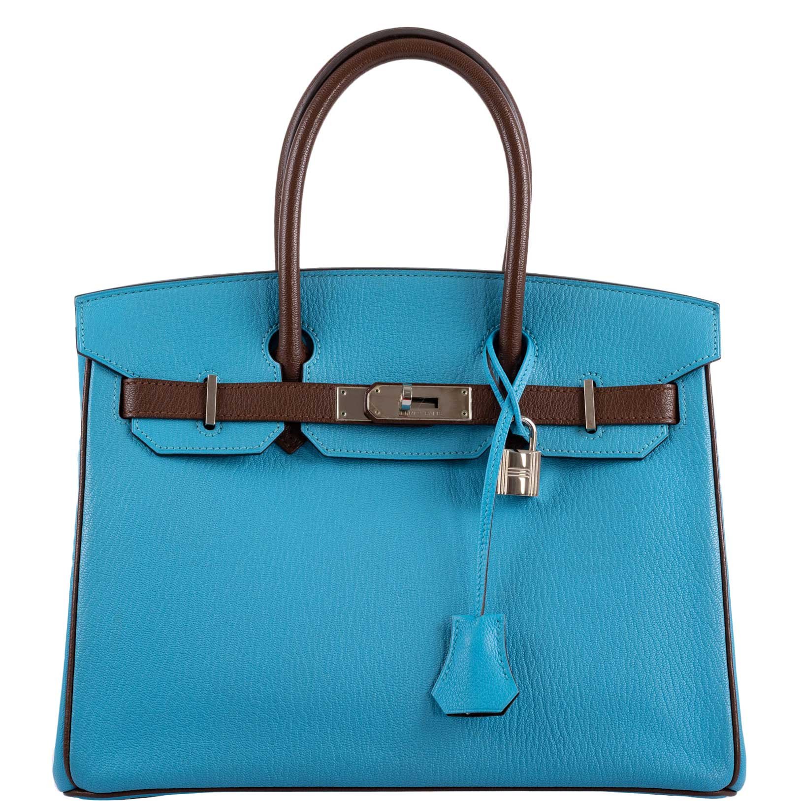 Hermes Hermès HSS Birkin 30 Bleu Aztec and Havane Chevre Palladium Hardware