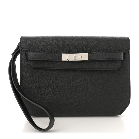 Hermes Togo Verso Kelly Depeches 25 Pouch Black Bamboo