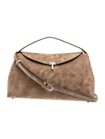 Suede T-Lock Top Handle Bag