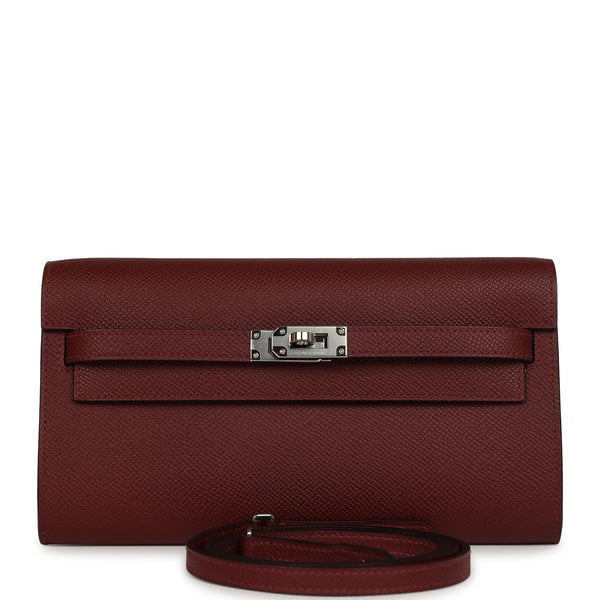 Hermes Hermes Kelly Wallet To Go Rouge H Epsom Palladium Hardware