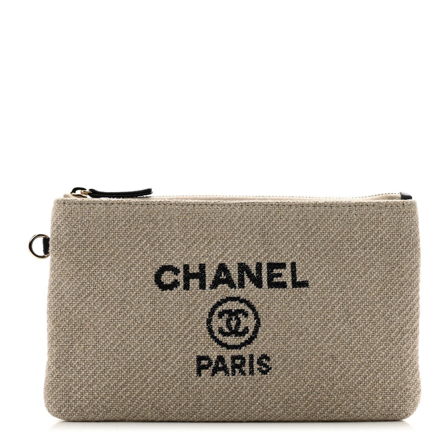Chanel Mixed Fibers Small Deauville Pouch Beige Black