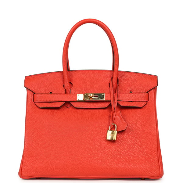 Pre-owned Hermes Birkin 30 Capucine Togo Gold Hardware