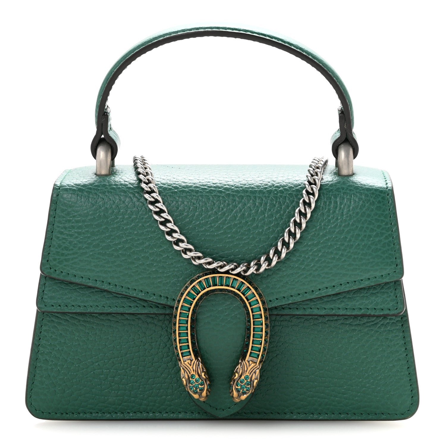Gucci Dollar Calfskin Crystal Mini Dionysus Top Handle Bag Emerald