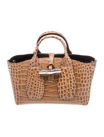 Embossed Leather Top Handle Bag