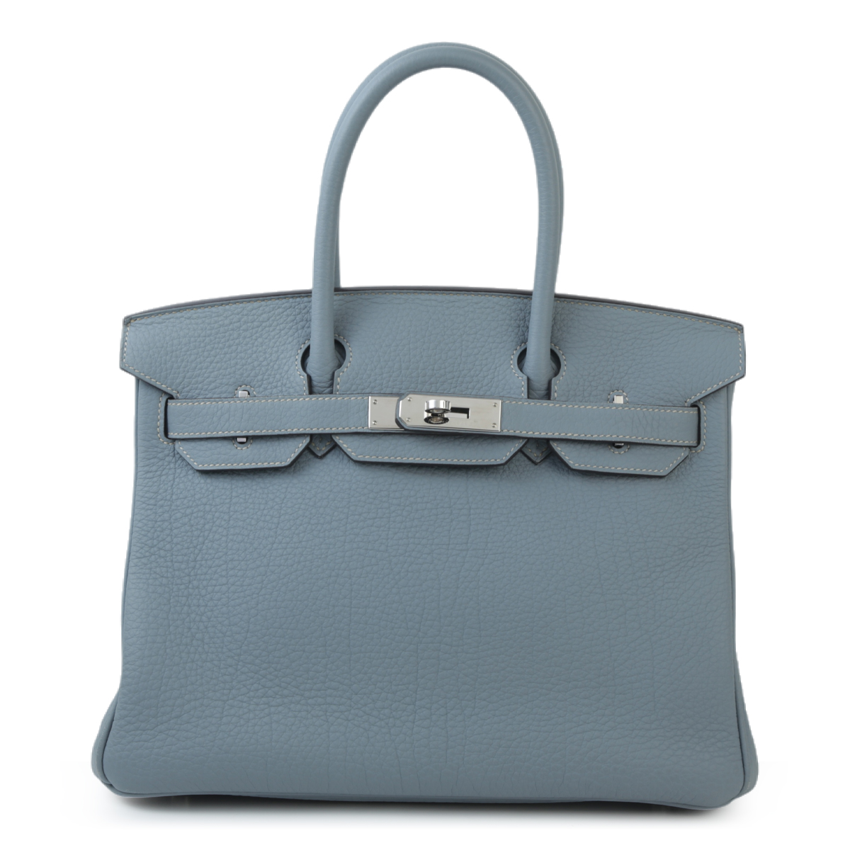 HERMÈS Birkin 30 handbag in Blue Lin Togo leather with Palladium hardware