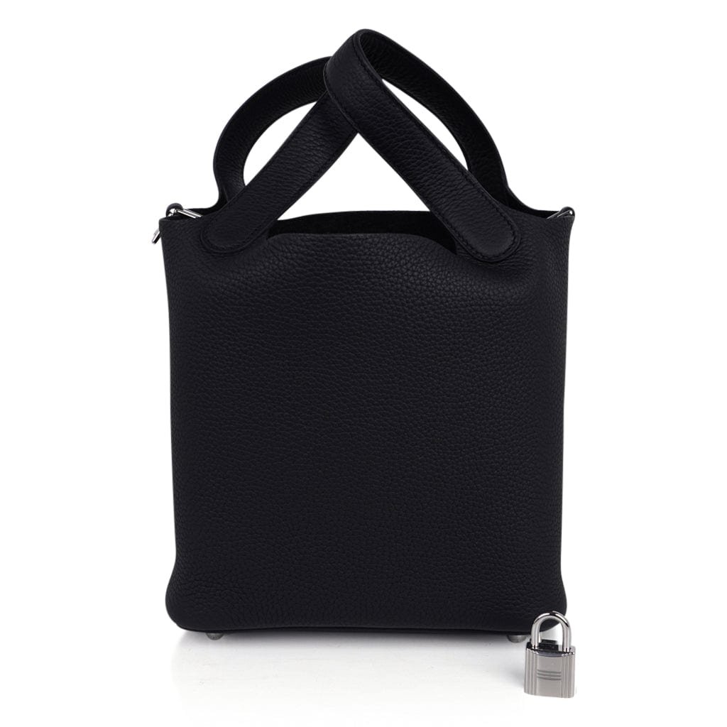 Hermes Hermes Picotin Lock 18 Bag Black Clemence Tote Palladium New