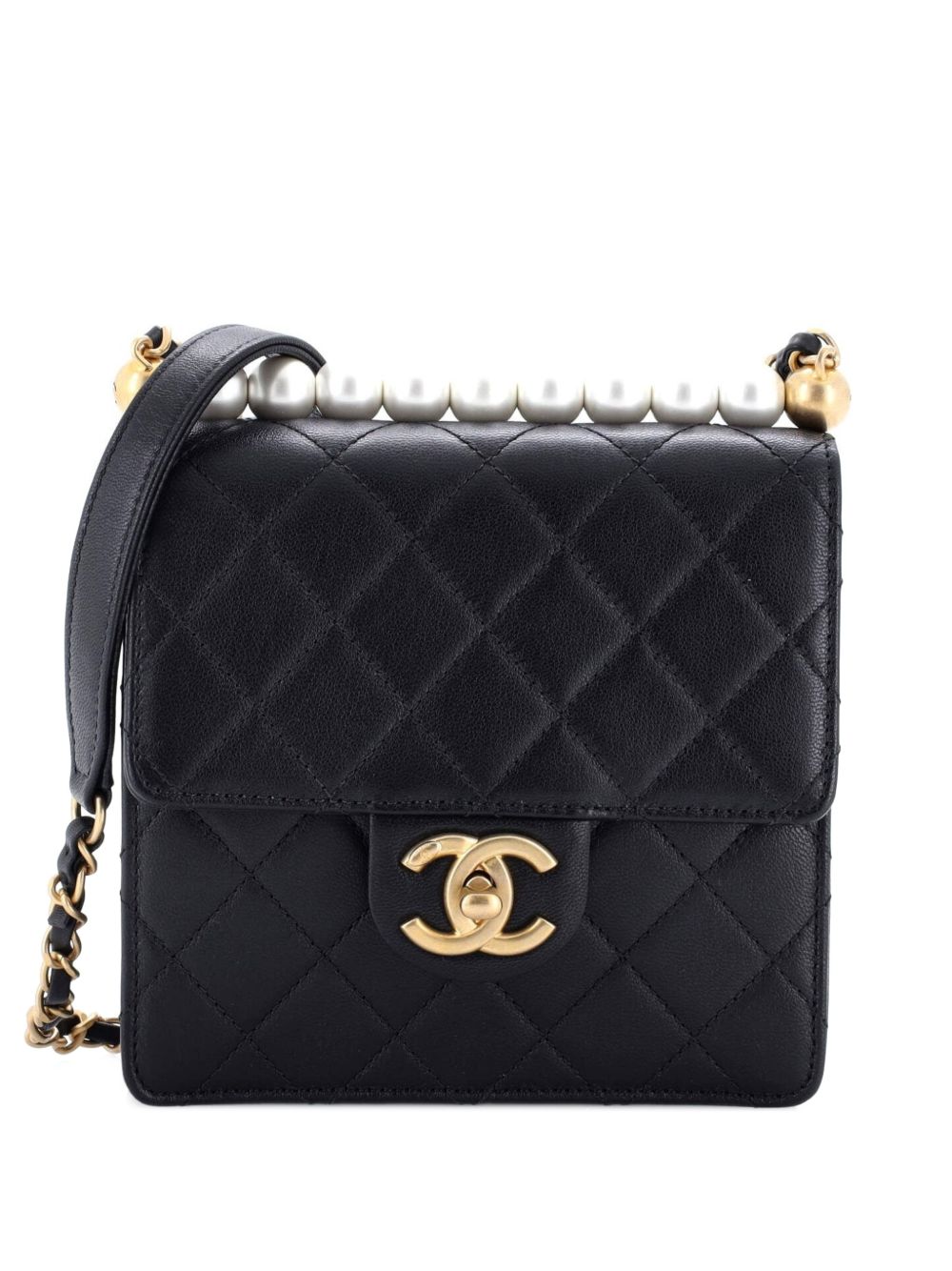 Chic Pearls Flap Bag Quilted Goatskin Mini crossbody bag