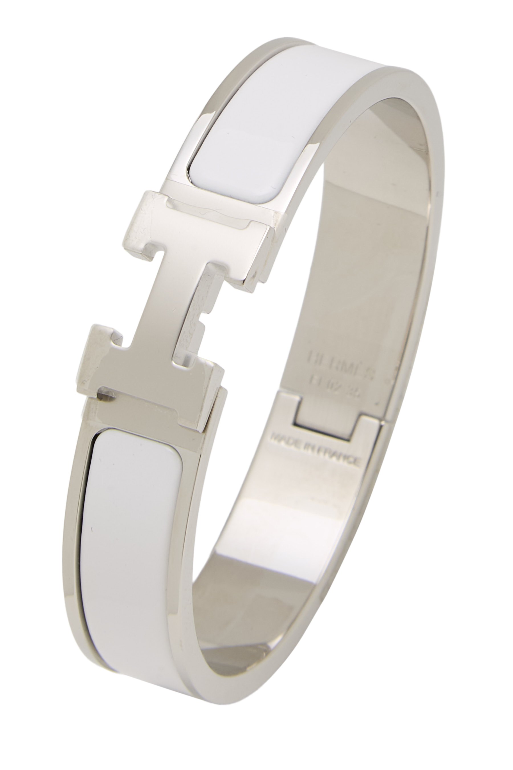 White Enamel Clic-Clac 'H' Bracelet Narrow PM