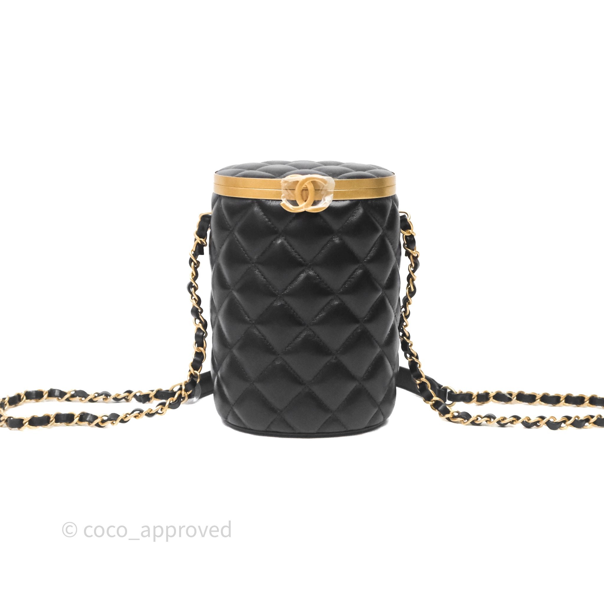 Chanel Quilted CC Crown Box Vanity Black Lambskin