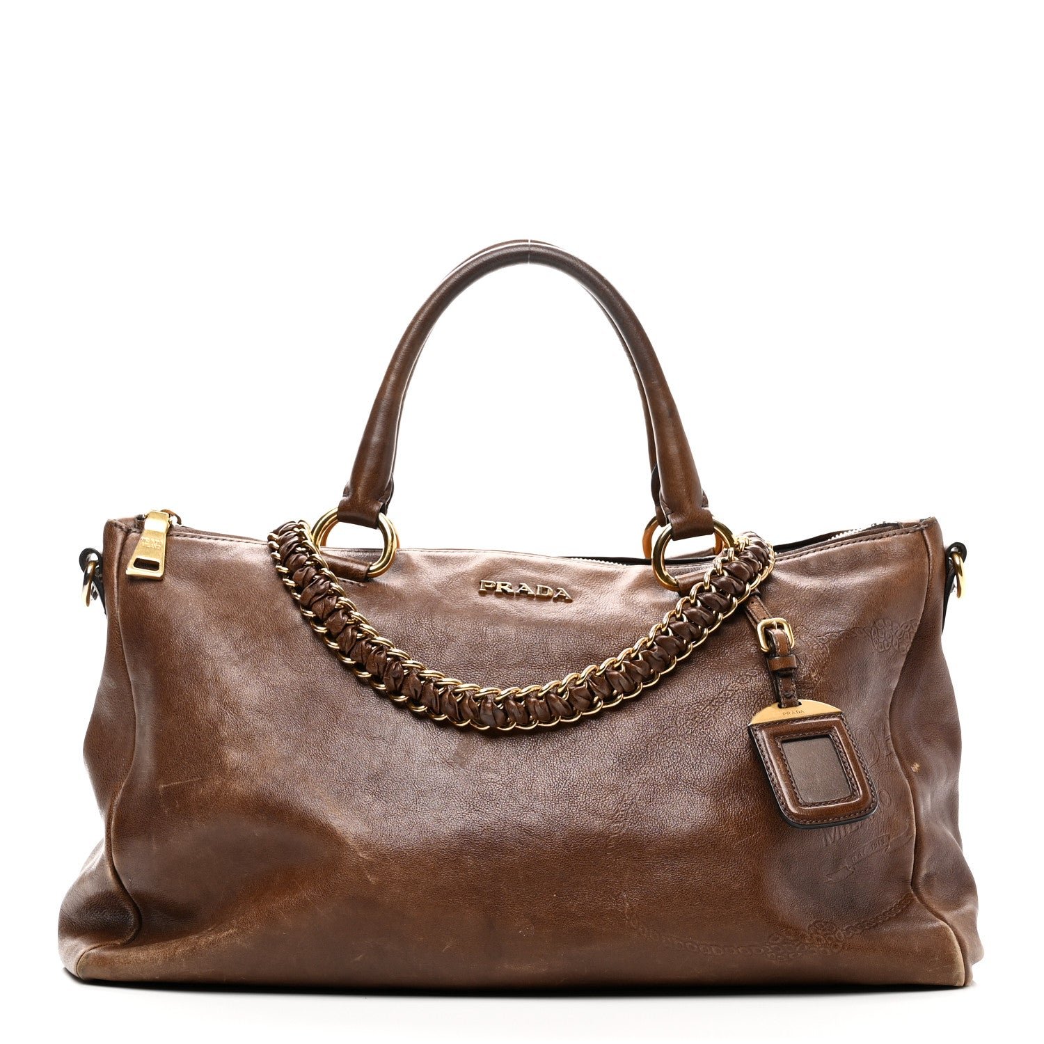 Prada Prada Soft Calf Shopping Tote Brown