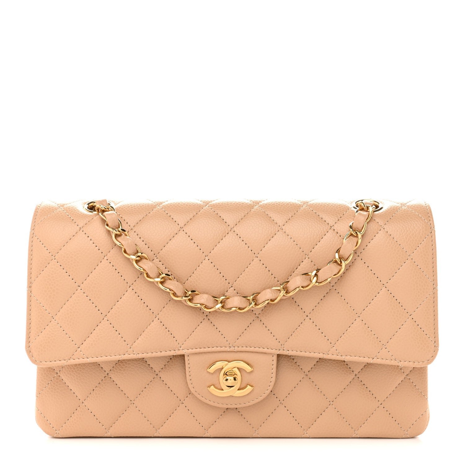 Chanel Caviar Quilted Medium Double Flap Beige