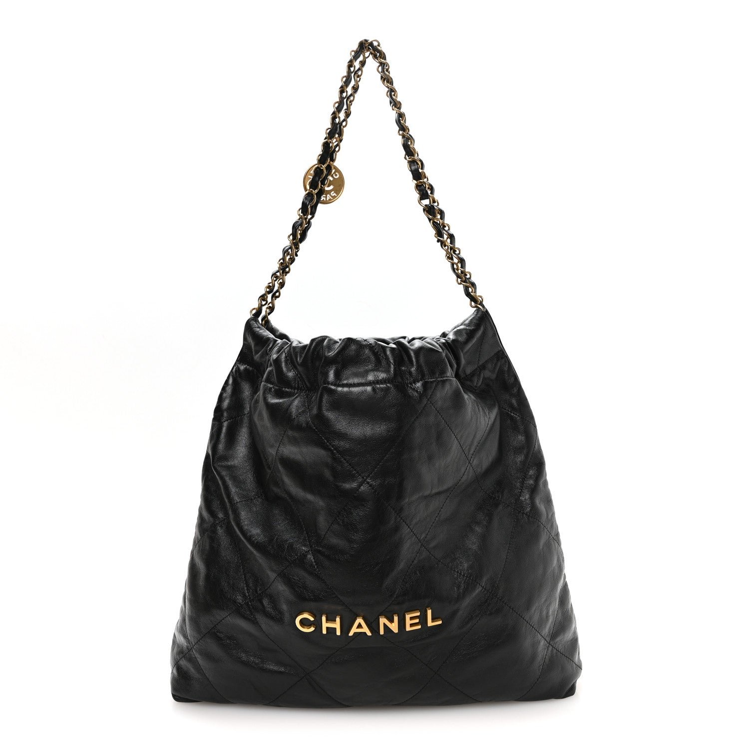 Chanel Shiny Calfskin Quilted Small Chanel 22 Black