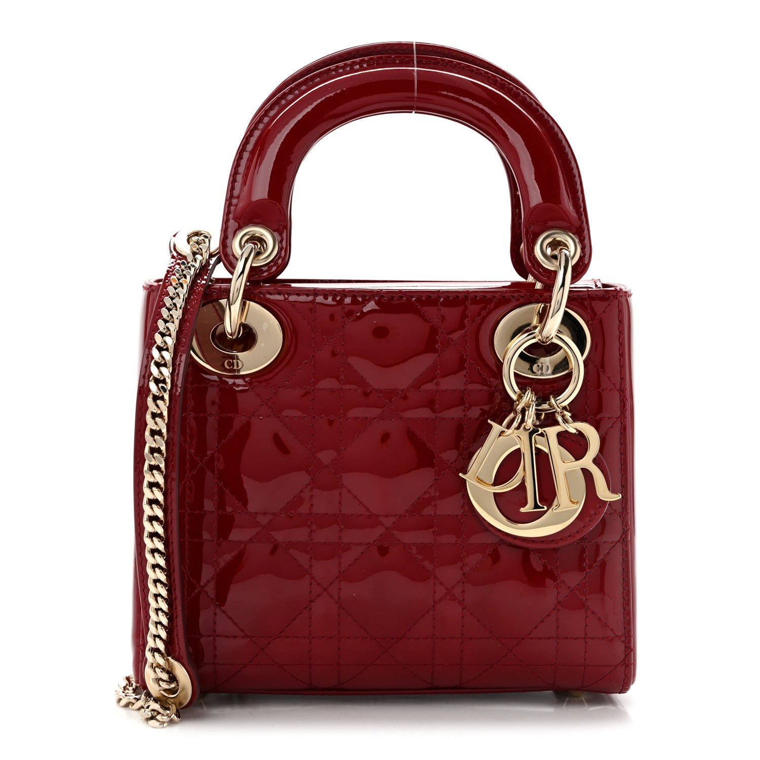 Christian Dior Patent Cannage Mini Lady Dior Red