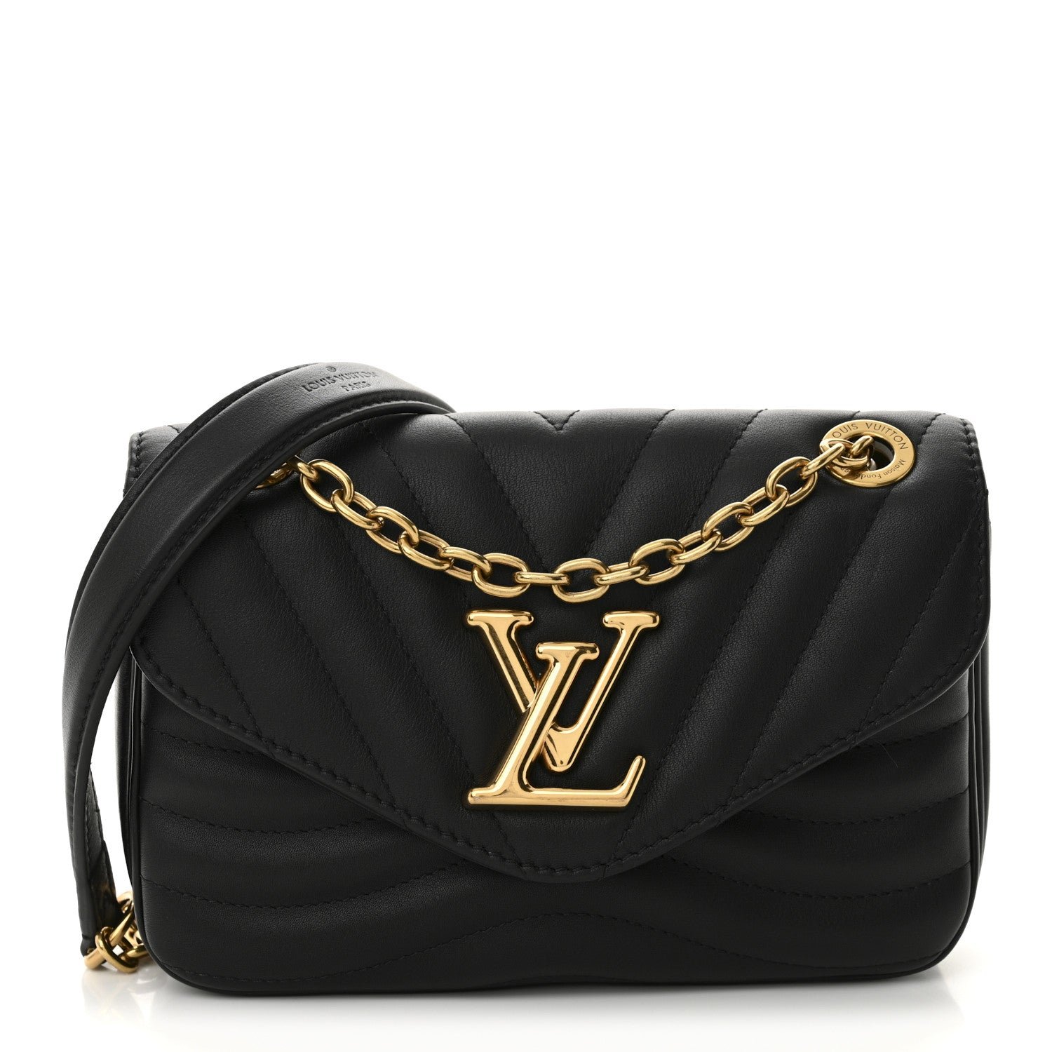 Louis Vuitton Calfskin LV New Wave Chain Bag PM NM Black