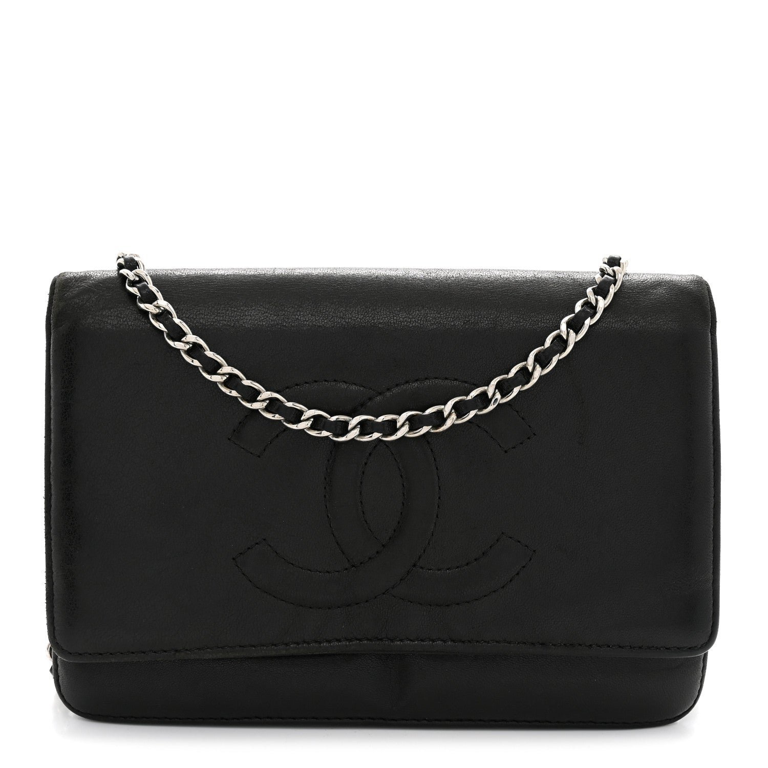 Chanel Lambskin Timeless CC Wallet On Chain WOC Black