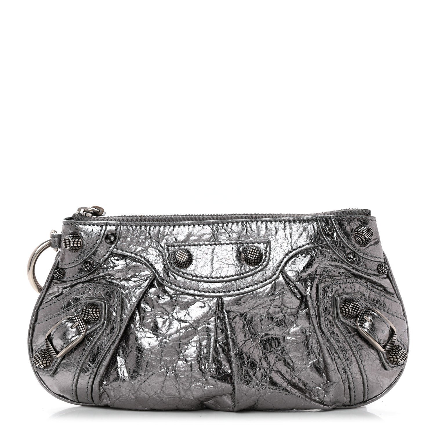 Balenciaga Metallic Agneau Arena Mini Le Cagole Multi Pouch Silver