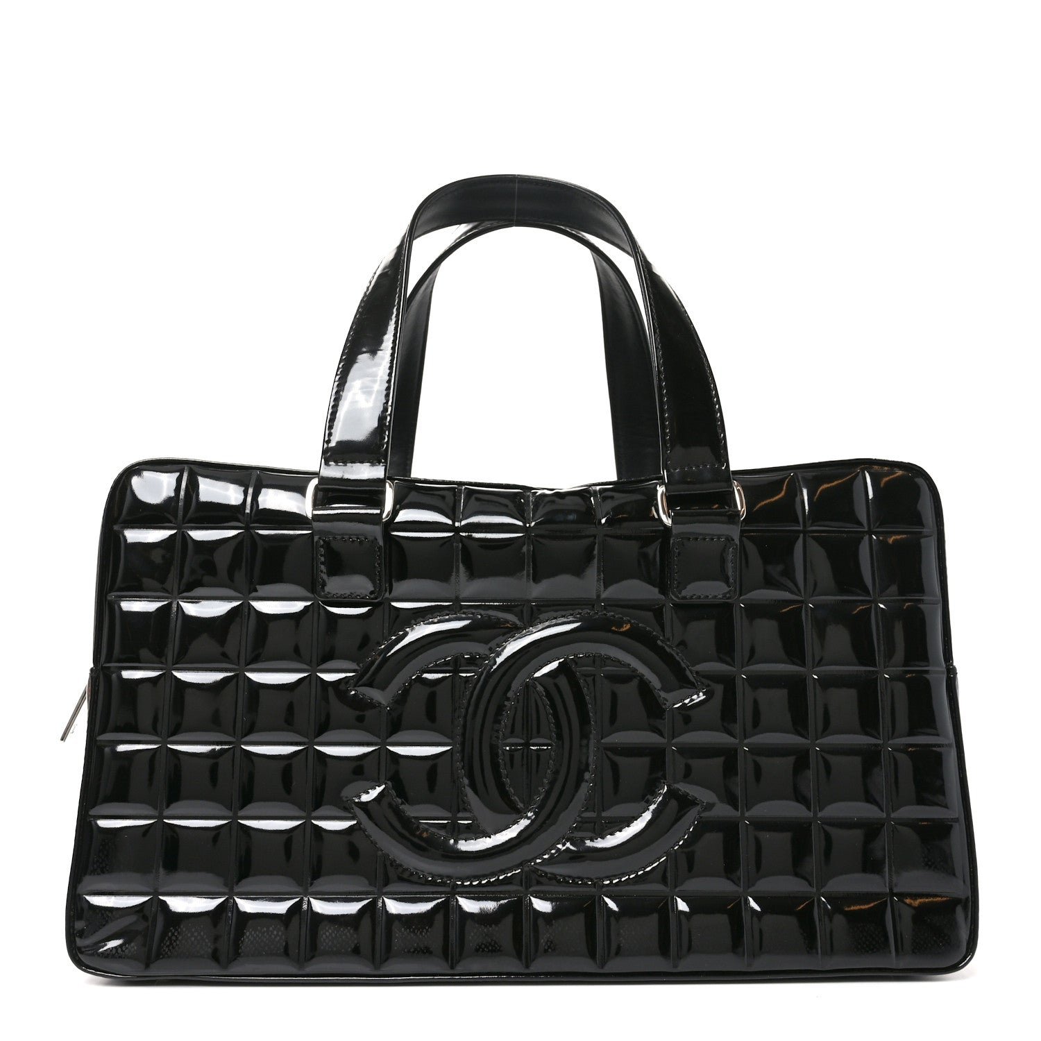 Chanel Patent Quilted Chocolate Bar Bowler Black