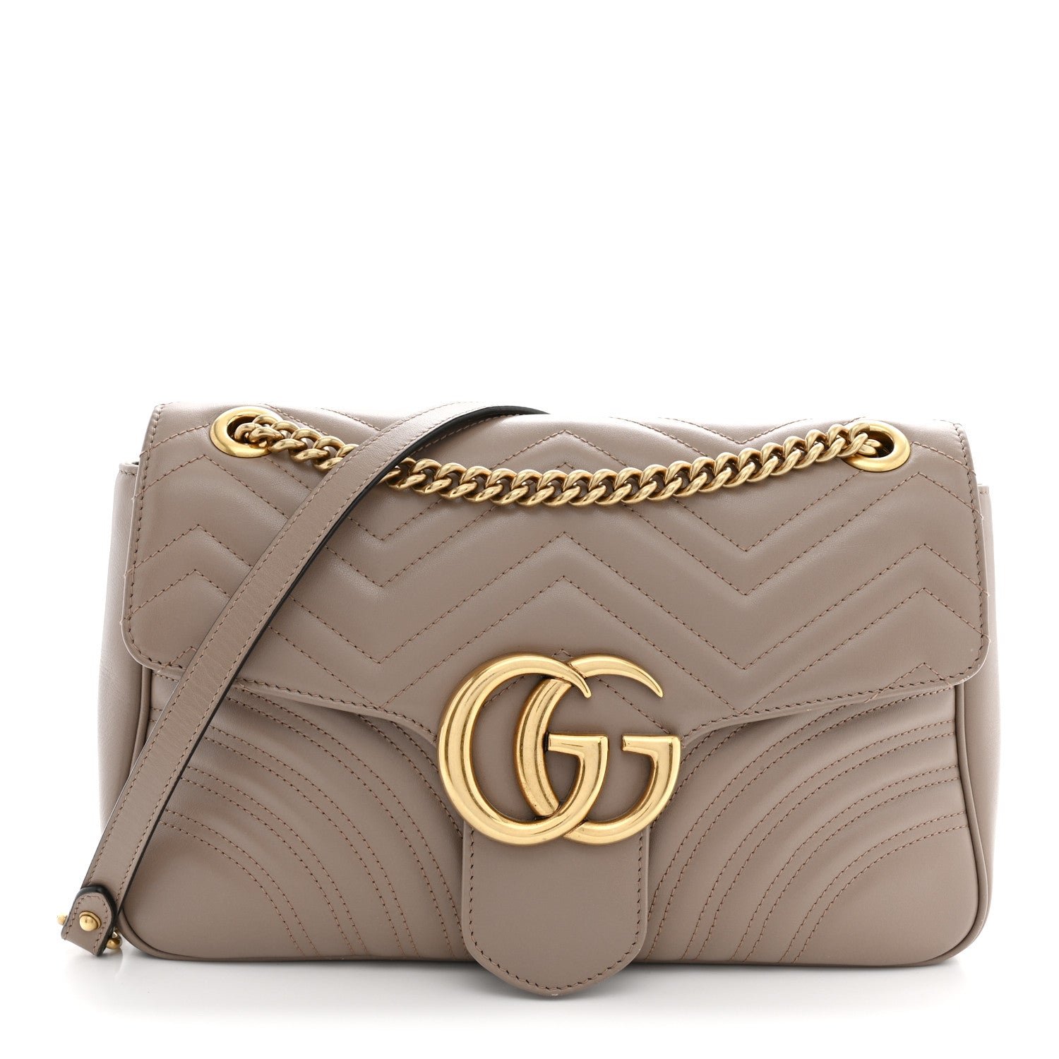 Gucci Calfskin Matelasse Medium GG Marmont Shoulder Bag Porcelain Rose