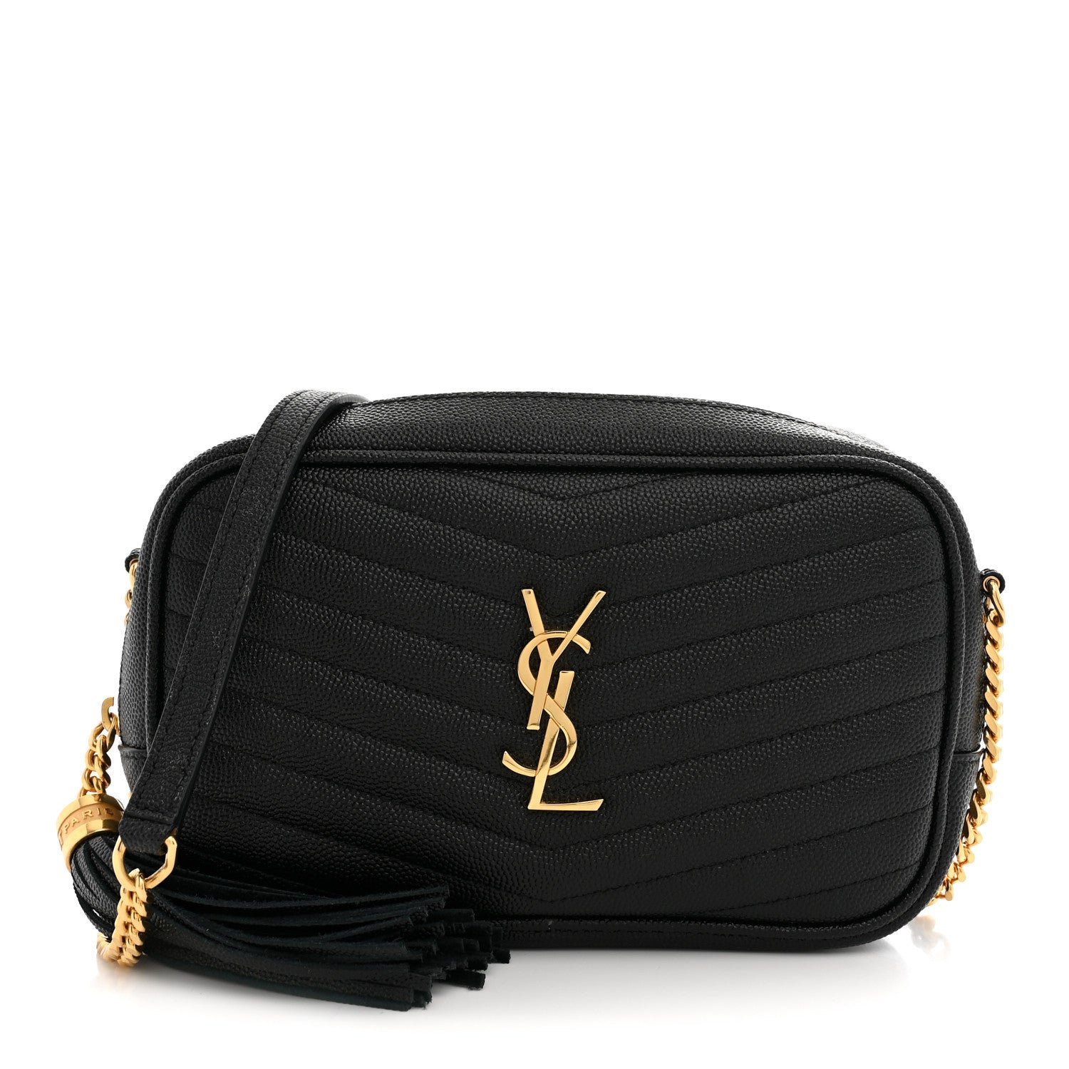 Saint Laurent Grain De Poudre Matelasse Monogram Mini Lou Camera Bag Black