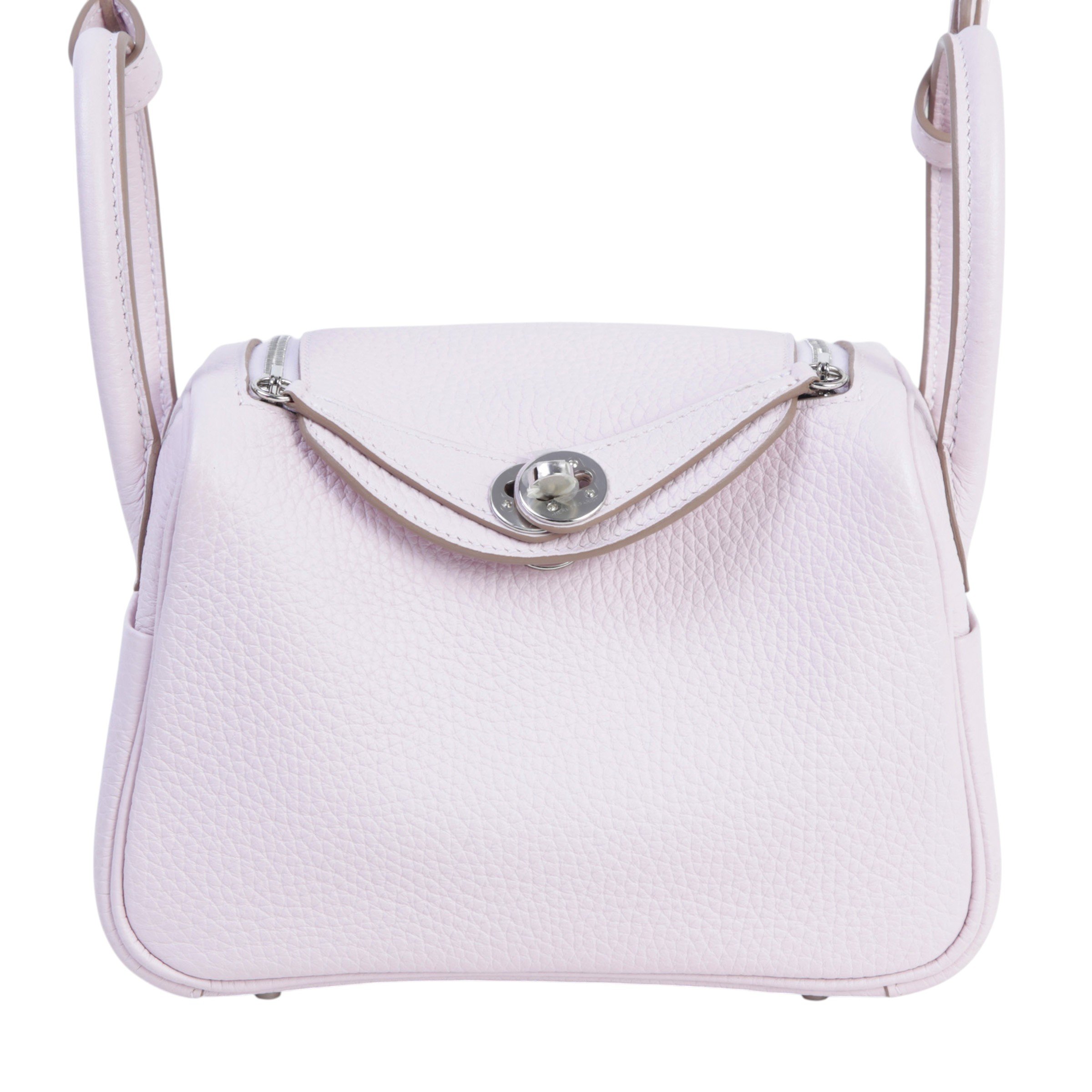 Hermes Excellent ( Rank SA ) HERMÈS Mini Lindy II Mauve Pale (09) Gris Pale (M4) Clemence Palladium hardware B (2023)