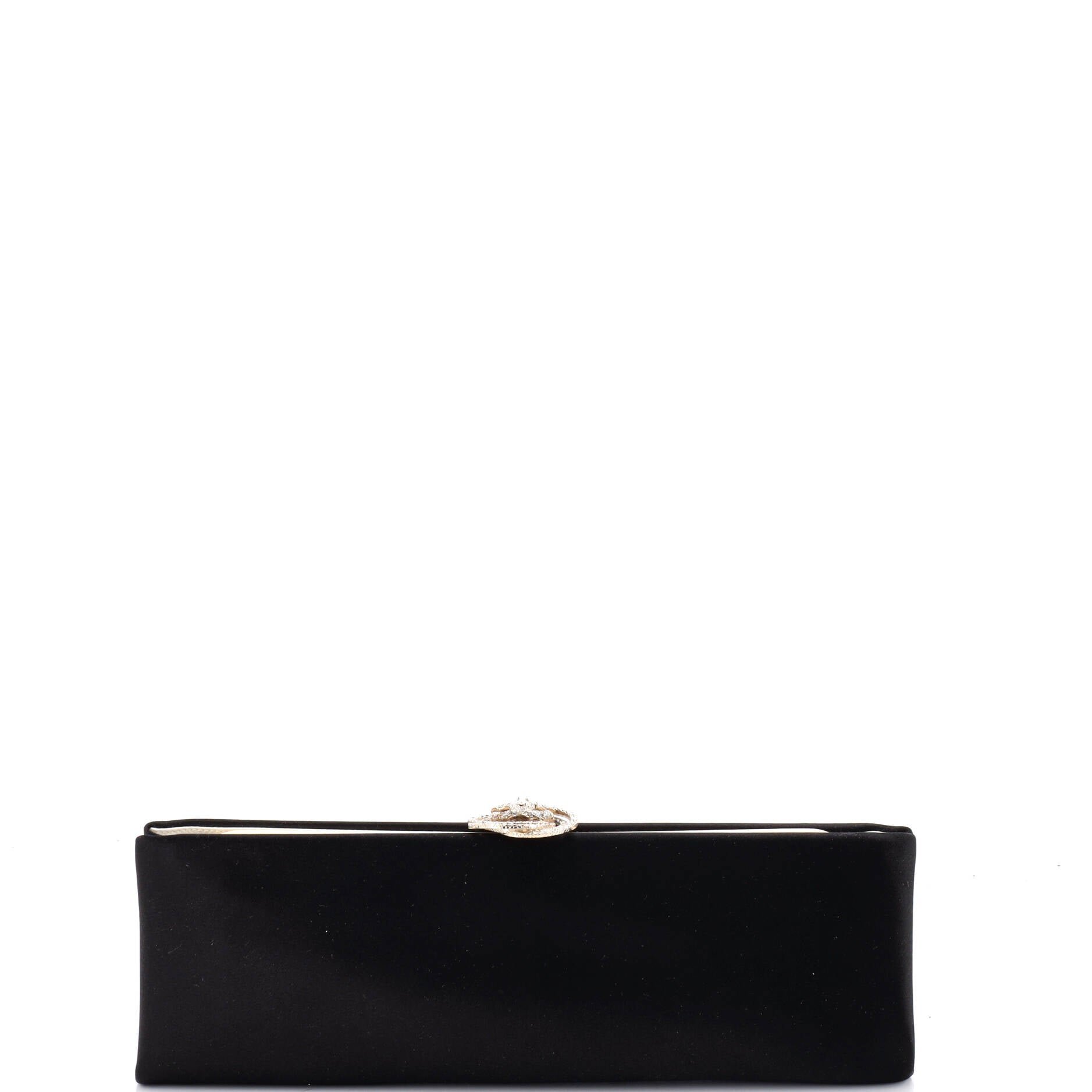 Camellia Clasp Clutch Satin with Crystals Long