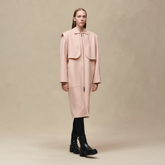 Rose Palomino Long Storm Flap Coat