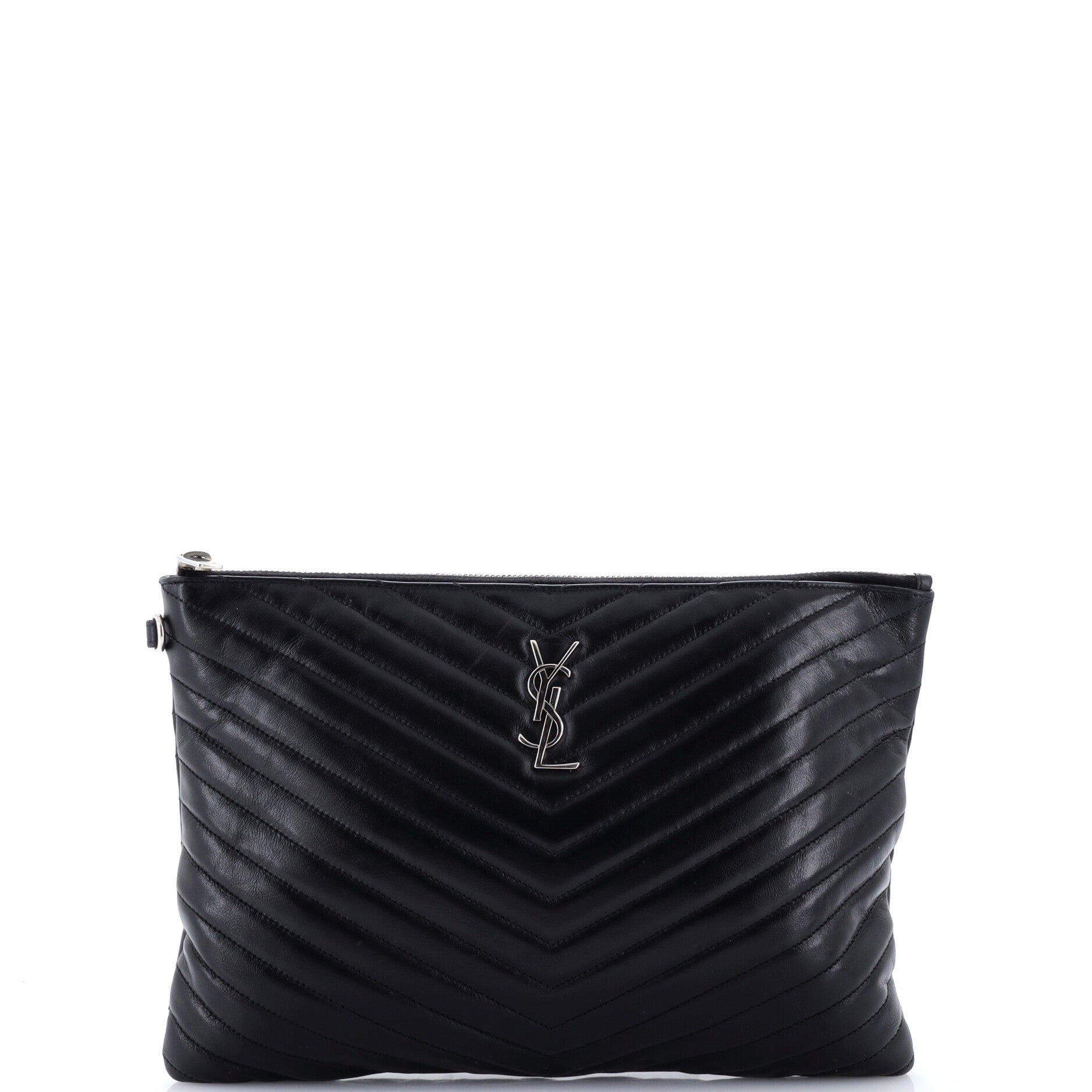 Classic Monogram Wristlet Pouch Matelasse Chevron Leather Medium