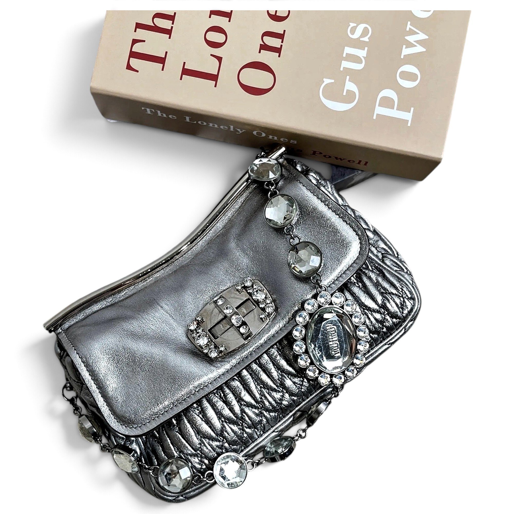 Miu Crystal leather handbag