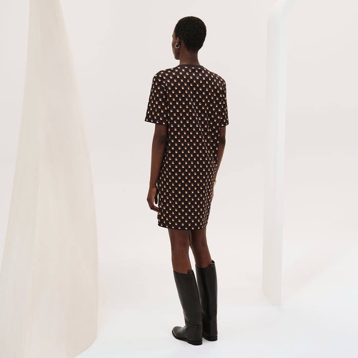 Marron Cachou "Clou Medor Interlock" Maxi Dress