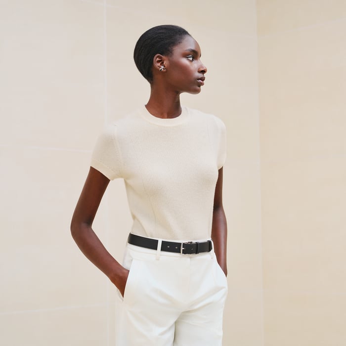 Blanc Naturel Cashmere Short-sleeve Sweater