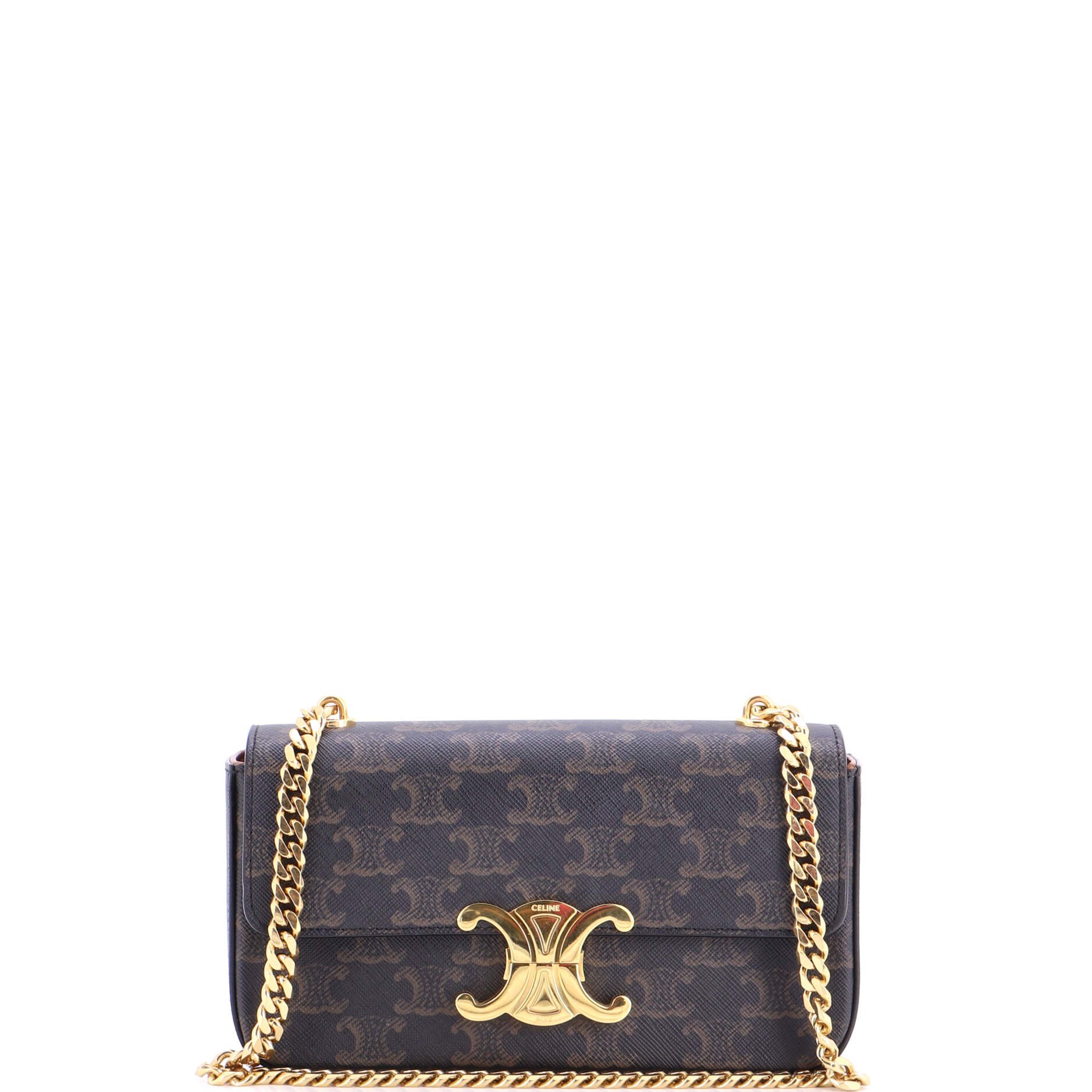 Triomphe Chain Shoulder Bag Triomphe Coated Canvas Small