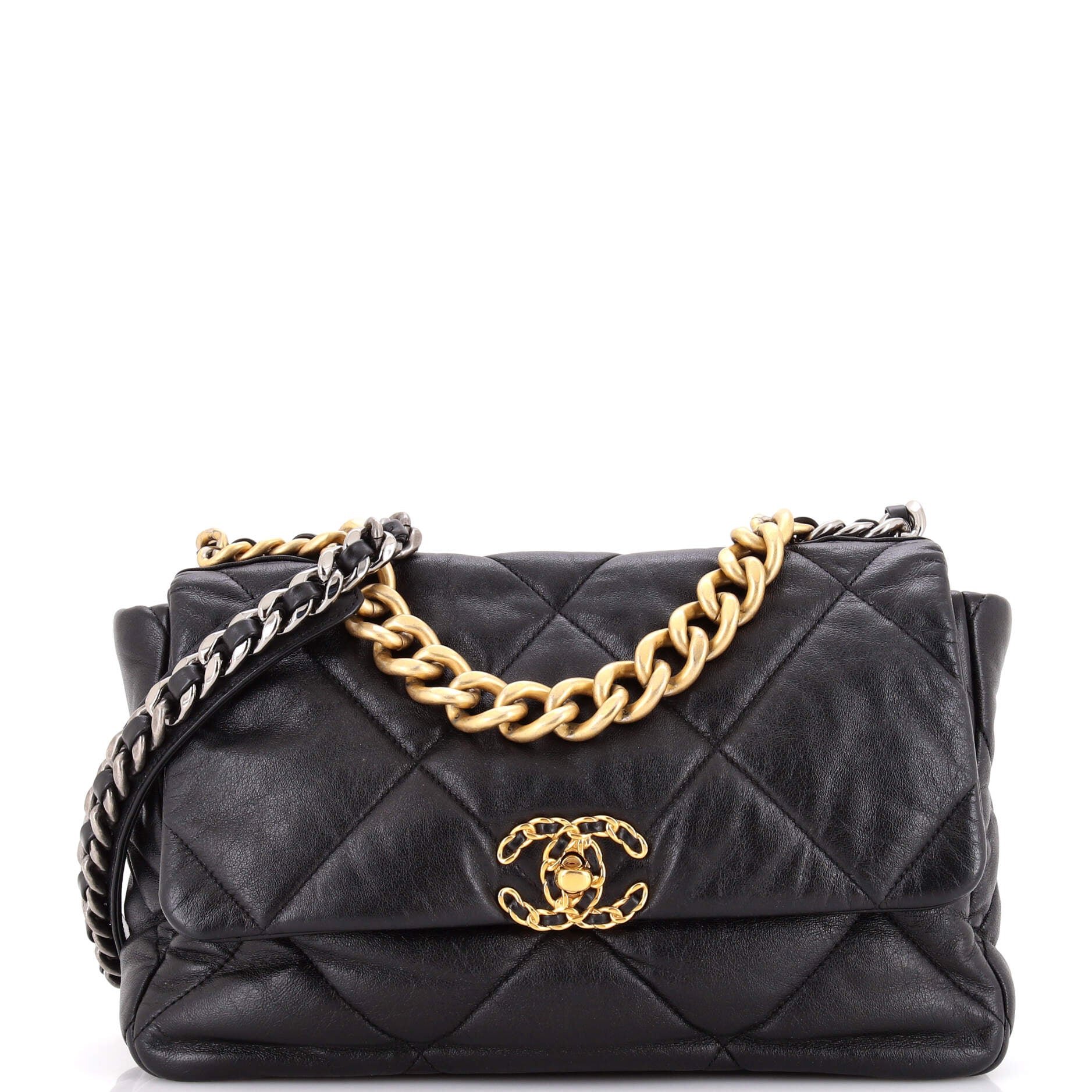 19 Flap Bag Quilted Leather Large