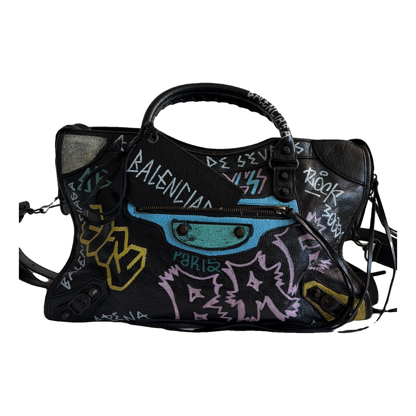 City leather handbag