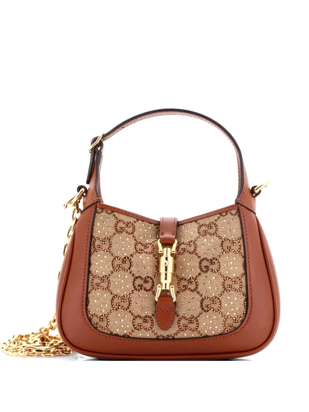 Jackie 1961 Chain Crystal Embellished GG Canvas Mini hobo bag