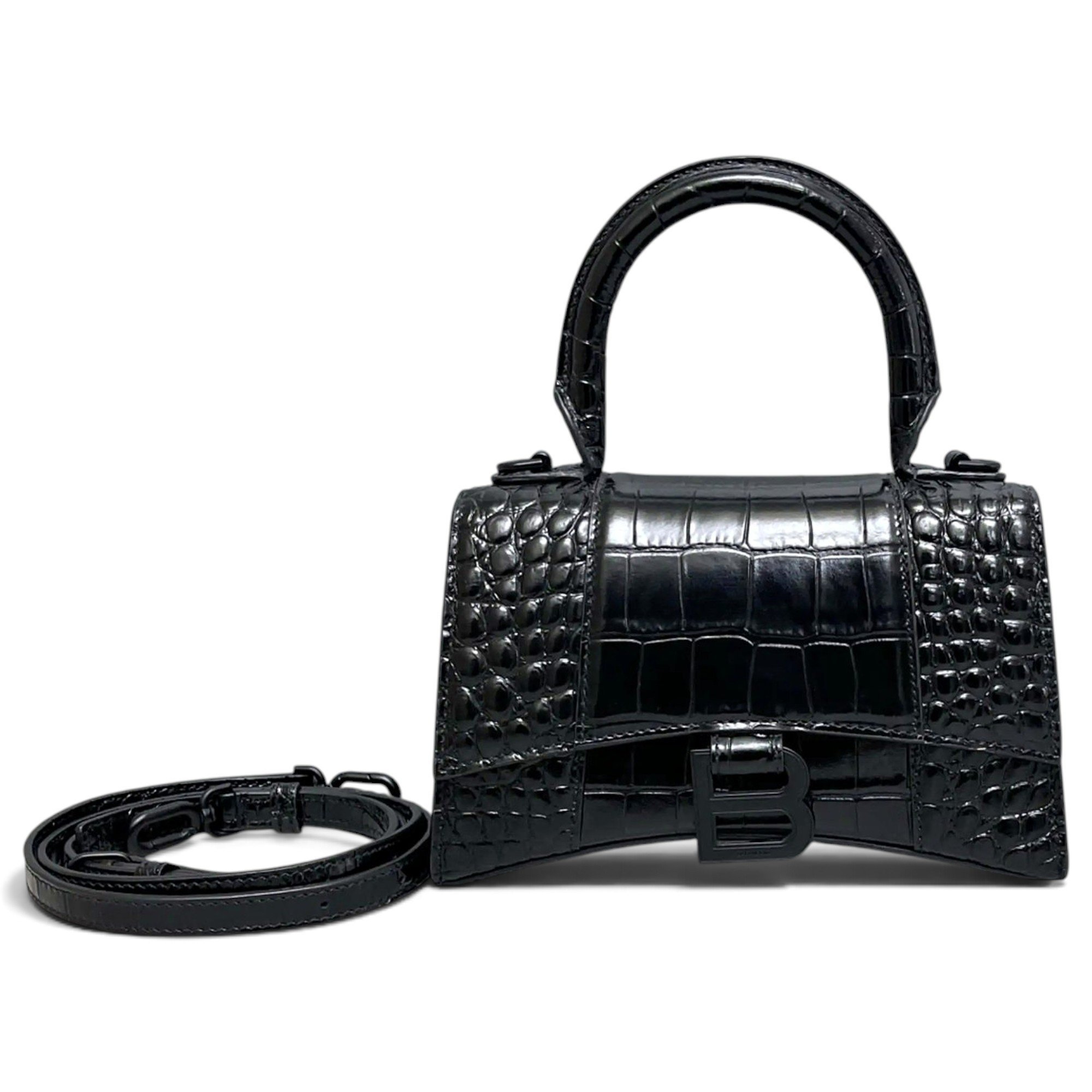 Hourglass leather handbag