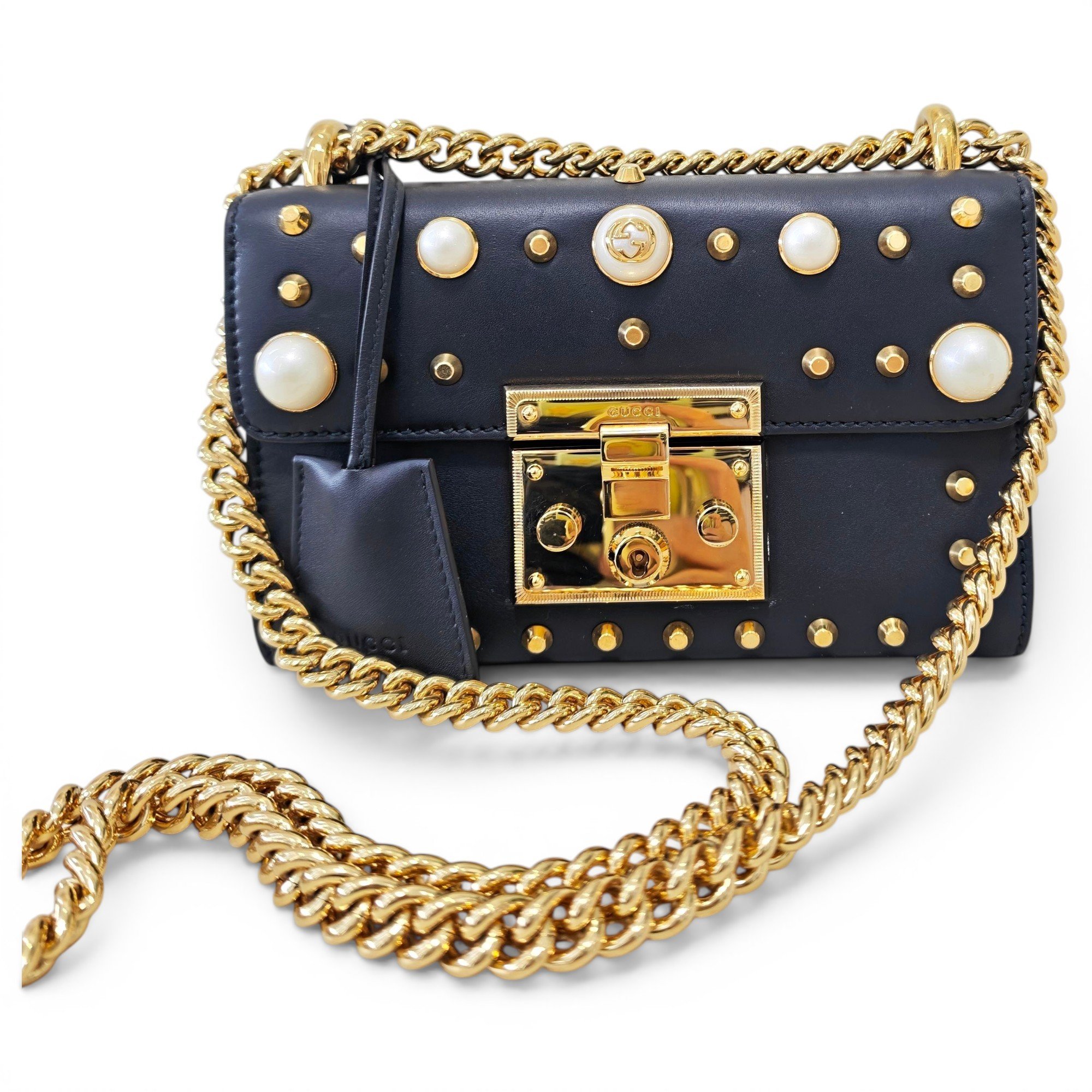 Padlock leather handbag