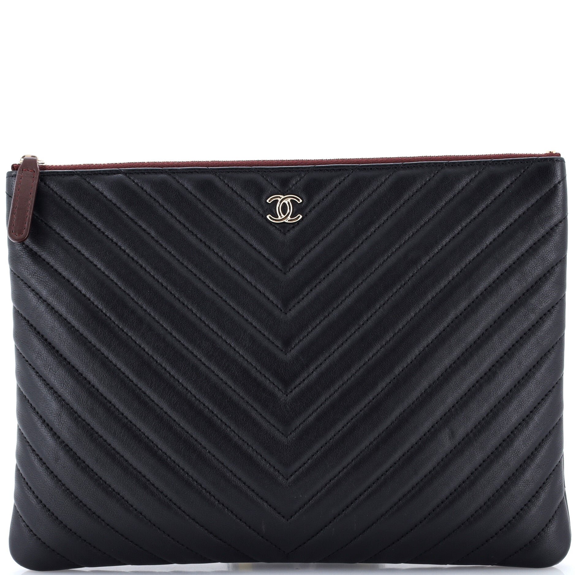 O Case Clutch Chevron Calfskin Large