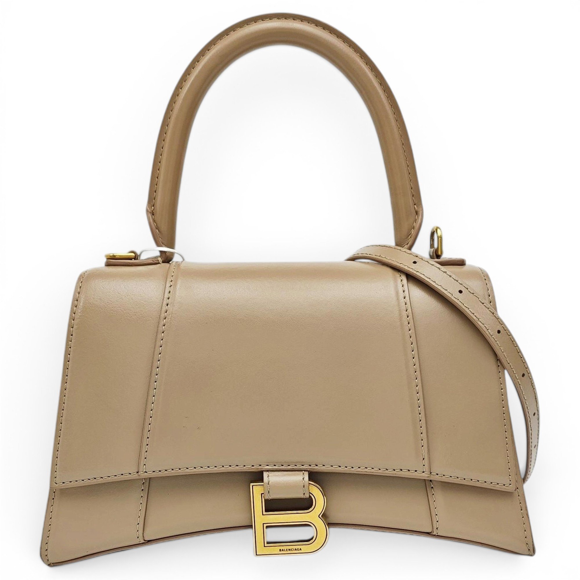 Hourglass leather handbag