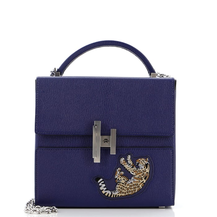 Hermes Cinhetic Top Handle Bag Embroidered Leather