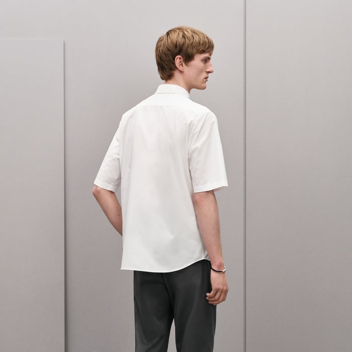 Blanc Shirt With Leather Detail
