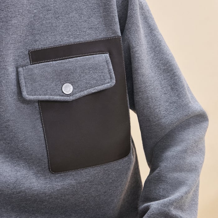 Gris "Empreinte Sellier Cuir" Crewneck Sweater