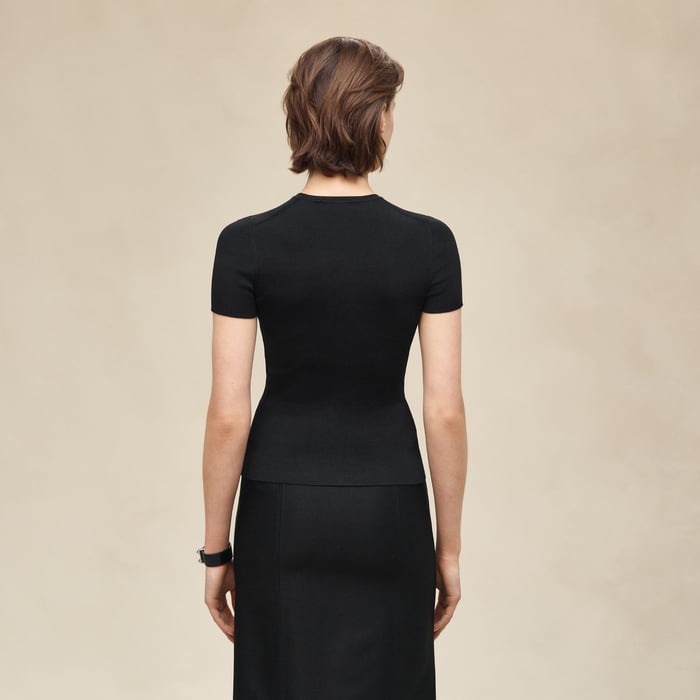 Noir Cashmere Short-sleeve Sweater