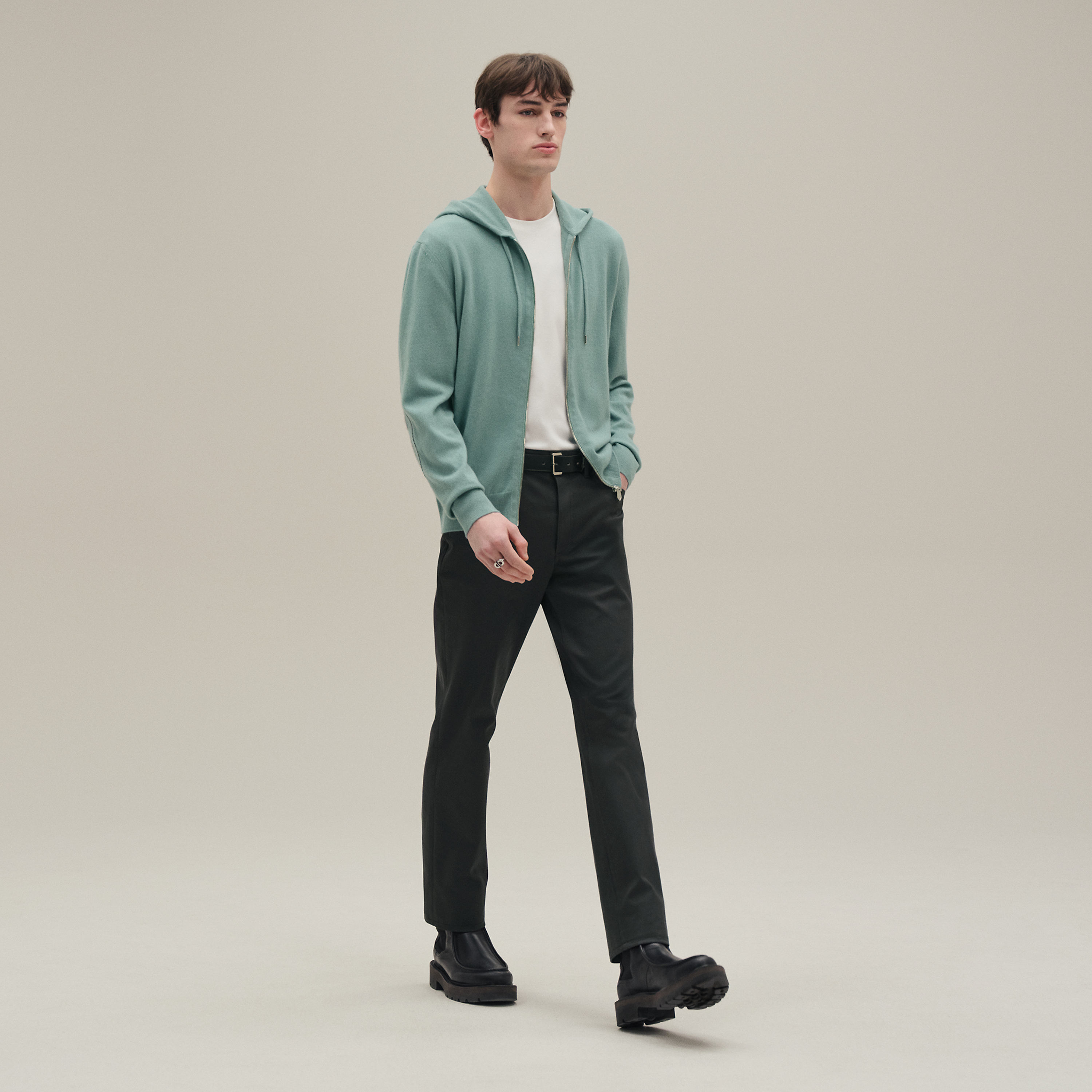 Cashmere "Maillon Chaine d'Ancre" hooded jacket