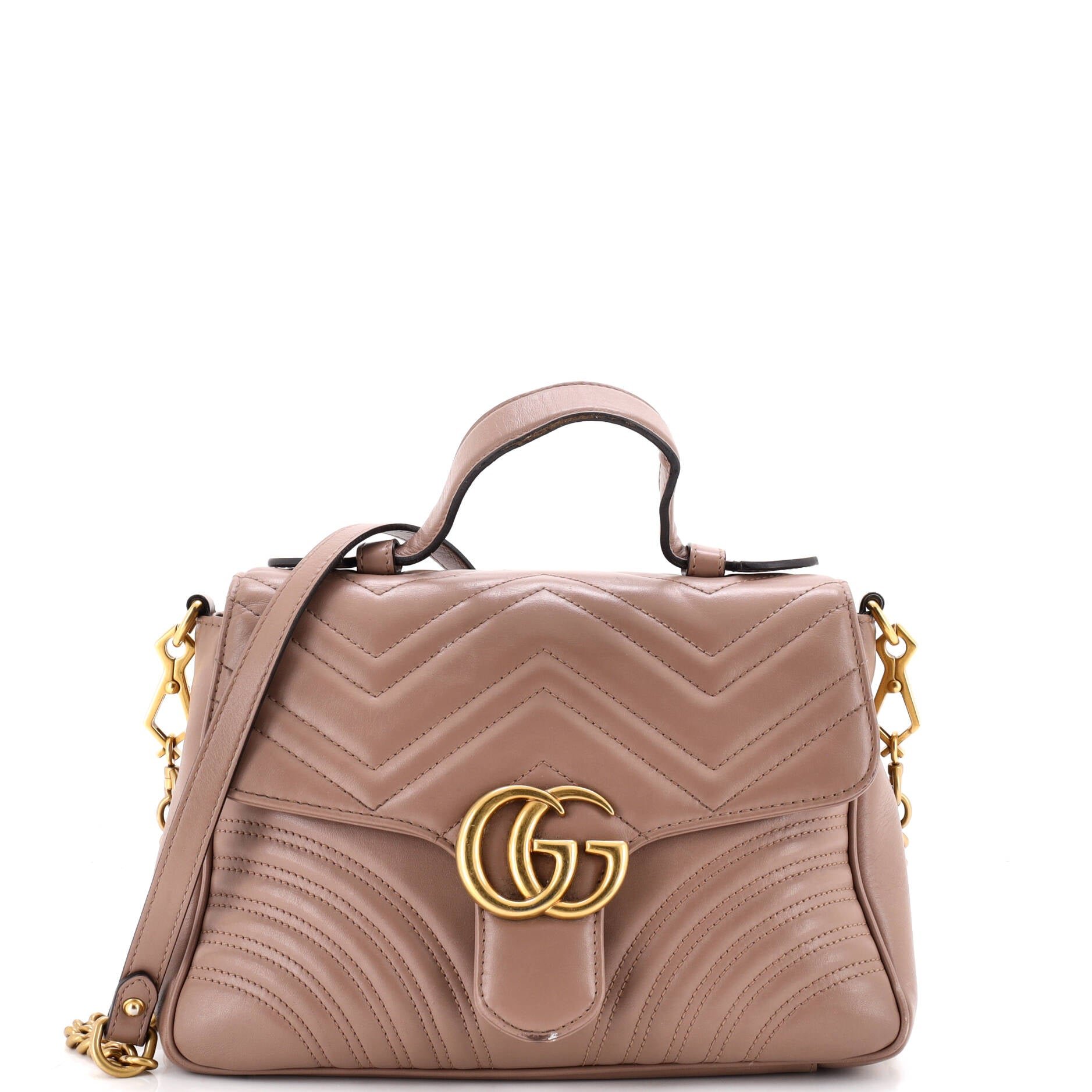 GG Marmont Top Handle Flap Bag Matelasse Leather Small