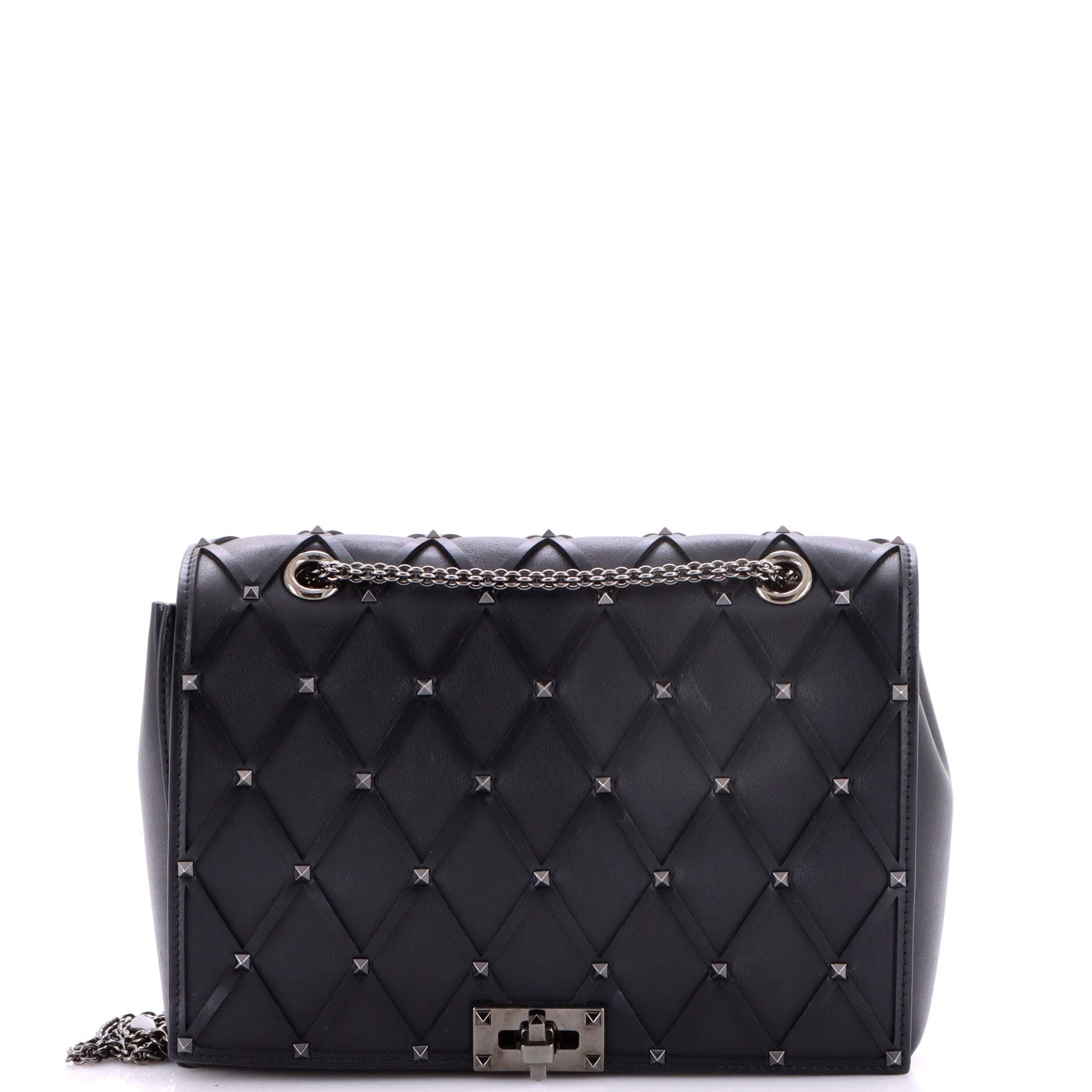 Rockstud Beehive Chain Flap Bag Quilted Leather Medium