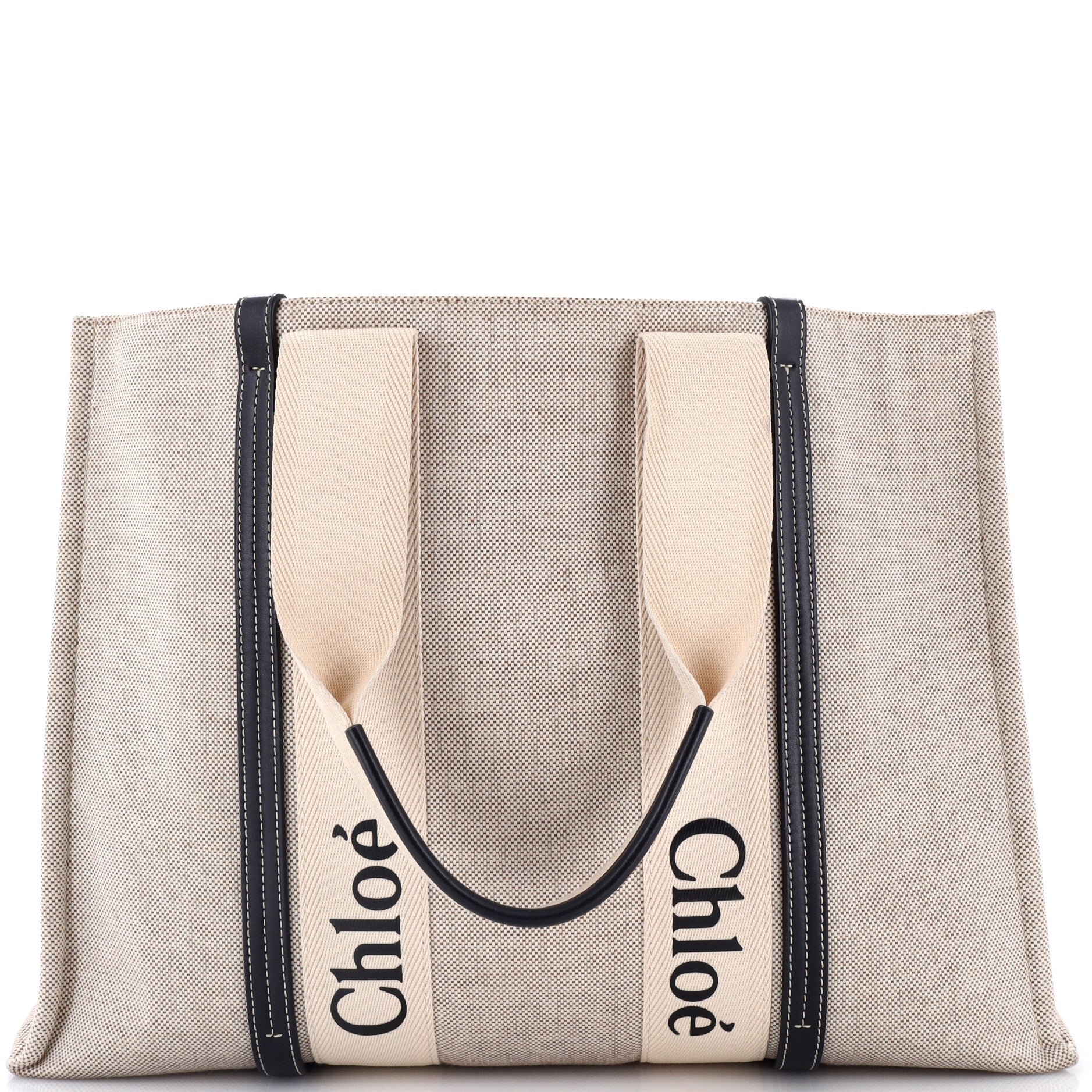 Woody Tote Canvas with Leather Large