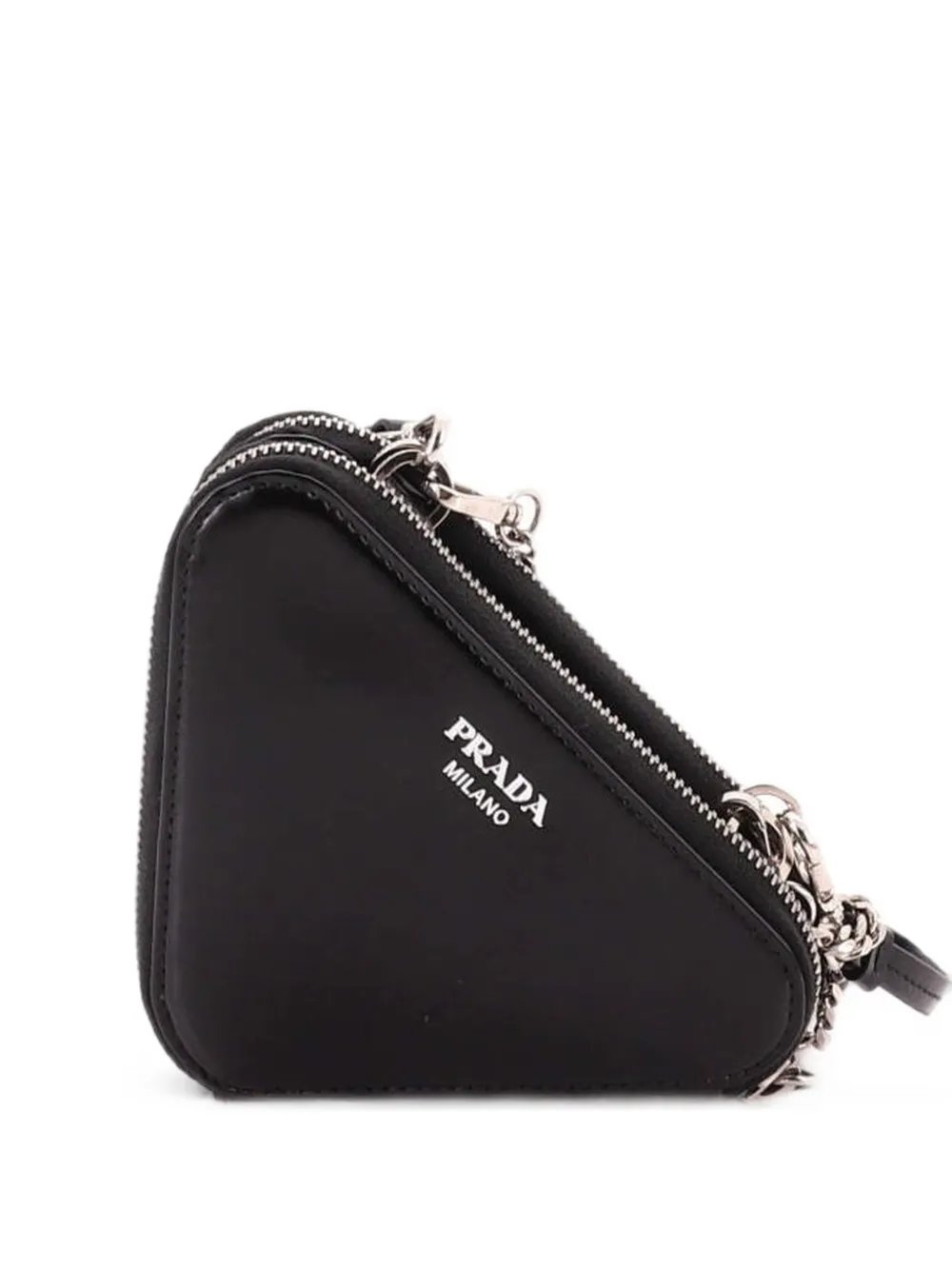 Triangle Double Pouch Crystal Embellished Satin Mini crossbody bag