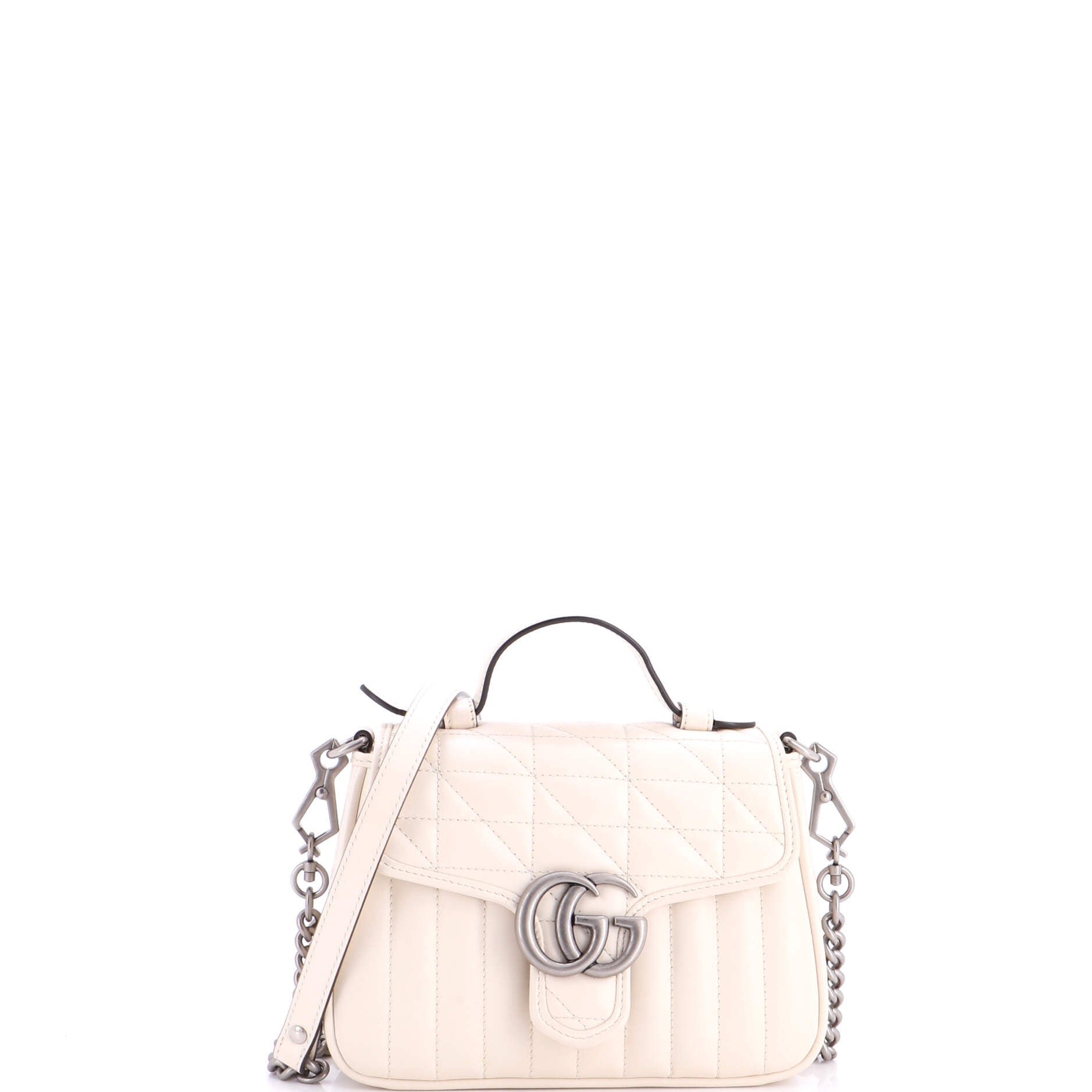 GG Marmont Top Handle Flap Bag Mixed Matelasse Leather Mini