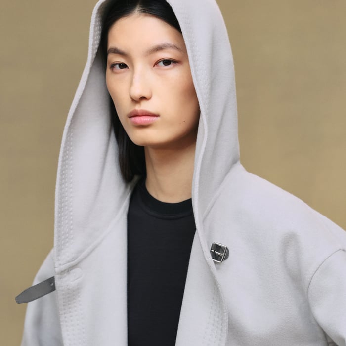 Gris Pervenche Hooded Jacket