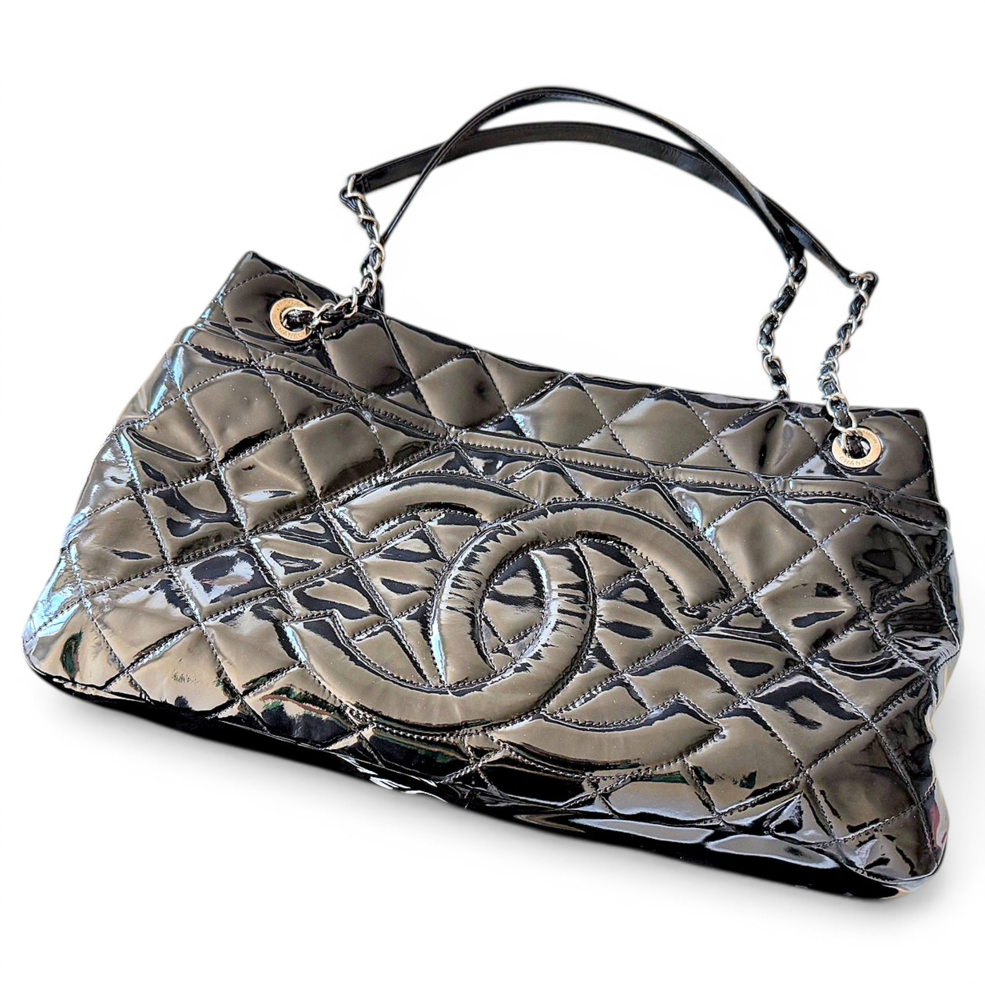 Deauville Chain patent leather tote